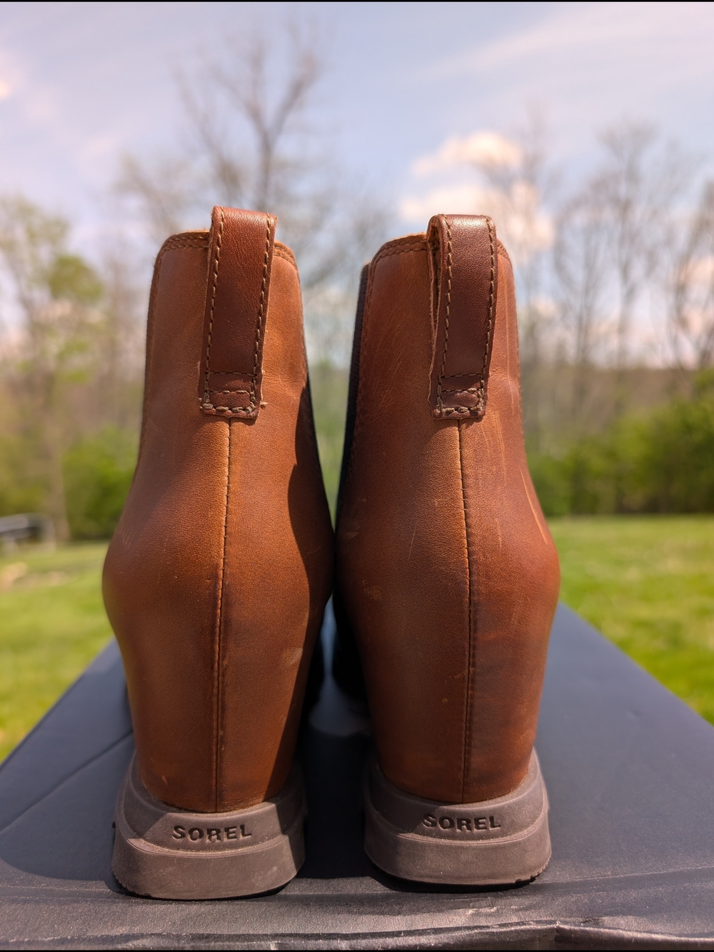Sorel Women's Chestnut Brown Leather Wedge Chelsea Booties - Picture 6 of 7